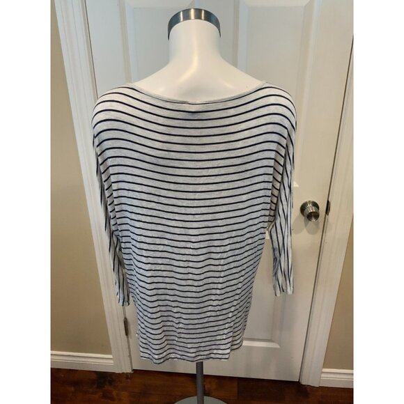 Soft Joie Gray & White Striped Long Sleeve T-Shirt, Size Small - Picture 4 of 5